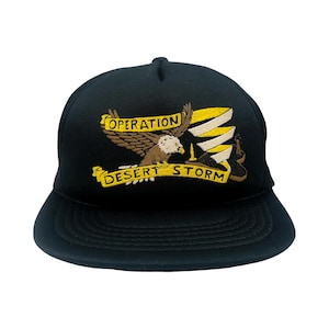Vintage 90’s Youngan Operation Desert Storm SnapBack Trucker Hat One Size Adjustable Mesh Back Panel Men’s Accessories Cap Flat Bill Retro