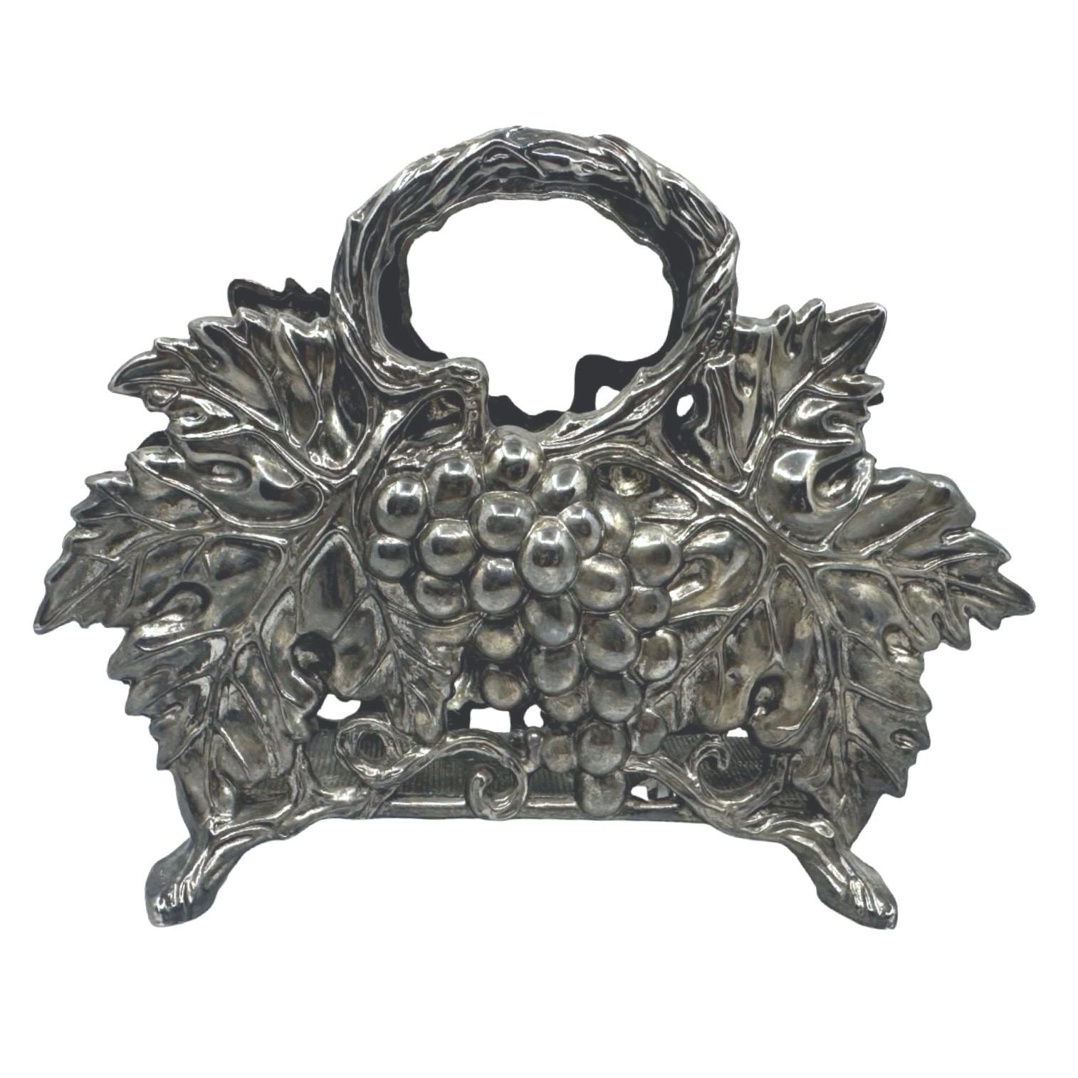 Godinger Silver 1994 Vintage Silver Napkin Holder And Large Serving Tray With Ha Godinger Silver 1994 - Etsy main image 3