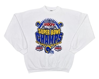 Vintage Tultex 2000 Super Bowl XXXIV Champions St. Louis Rams Deadstock Crew Neck Size XL Football NFL Sweatshirt Y2K Sports Graphic Print
