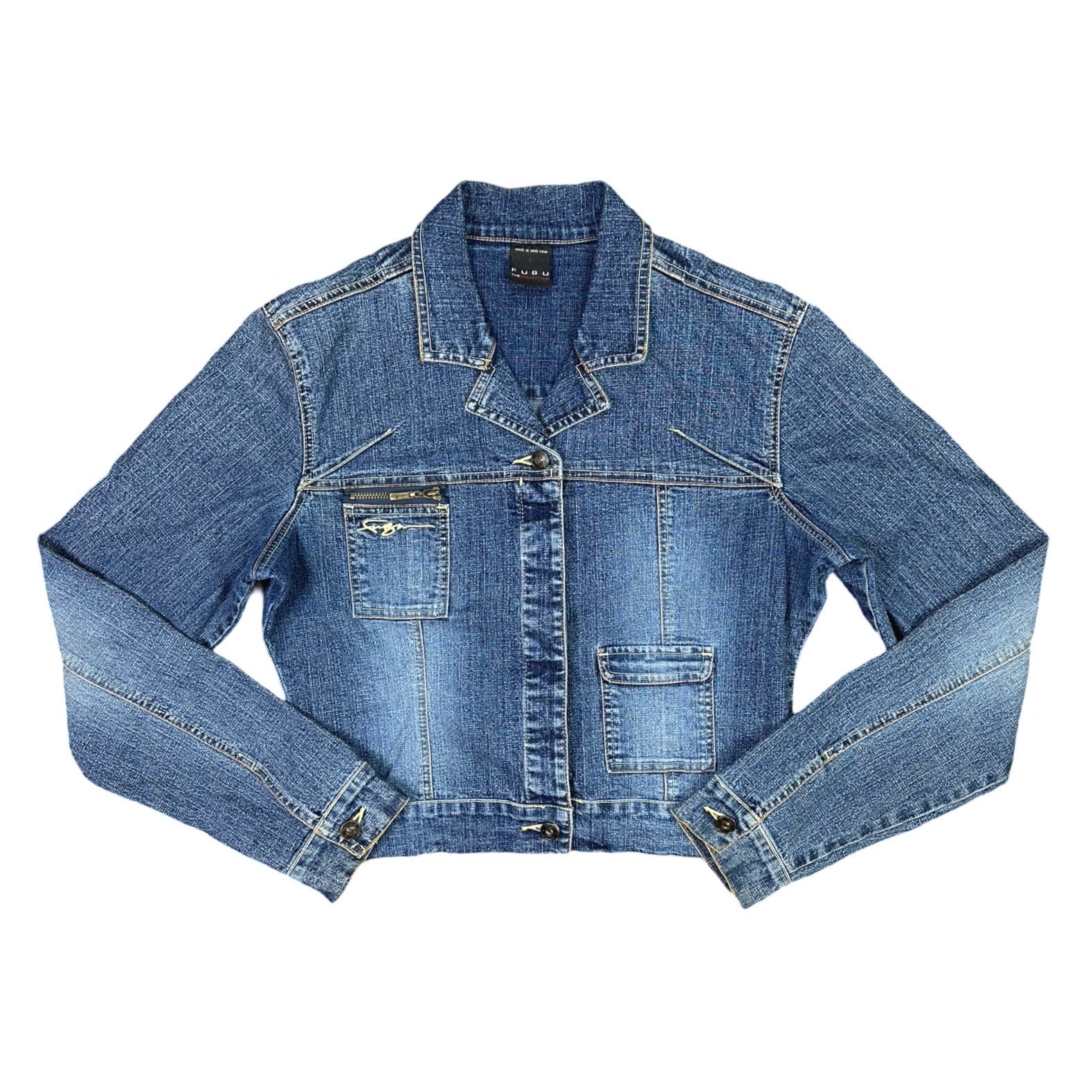 Vintage Y2K Women's FUBU Cropped Denim Jacket Size Large Vintage Y2K Women's FUBU Cropped Denim Jacket Size Large