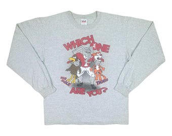 Vintage Anvil Alabama / Auburn Rivals Graphic Long Sleeve T-Shirt Size Large College Football Sports Mascots Roll Tide War Eagle SEC