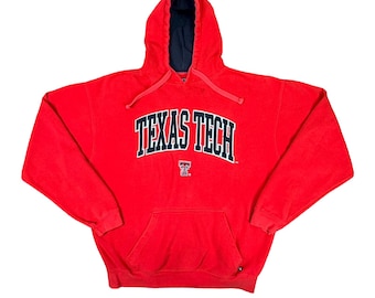 Vintage J. America Sportswear Texas Tech Pullover Hoodie Size XL Red Raiders College Sports Sweatshirt University Drawstrings Black