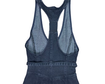 Vintage Y2K Diesel Black Denim Jumpsuit Racerback Skinny Fit Size