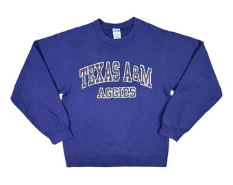 Vintage Jerzees Texas A&M Aggies Crew Neck Sweatshirt Size Small Navy College University Pullover Preppy Unisex