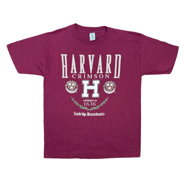 Vintage Galt Sand Harvard University Crew Neck Tee Size Large Ivy League Preppy College Shirt Crimson Cambridge Massachusetts East Coast