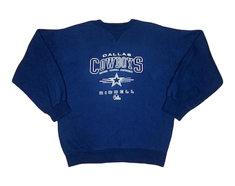 Vintage Riddell Dallas Cowboys Embroidered Crew Neck Sweatshirt Size L / XL NFL Football 90’s Fleece Troy Aikman Emmitt Smith Michael Irvin