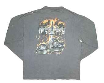 Camiseta de manga larga vintage Y2K Orange County Choppers Only The Strong Survive, talla grande, motocicletas, motociclistas, grunge, Jesse James, Paul Teutel Sr.