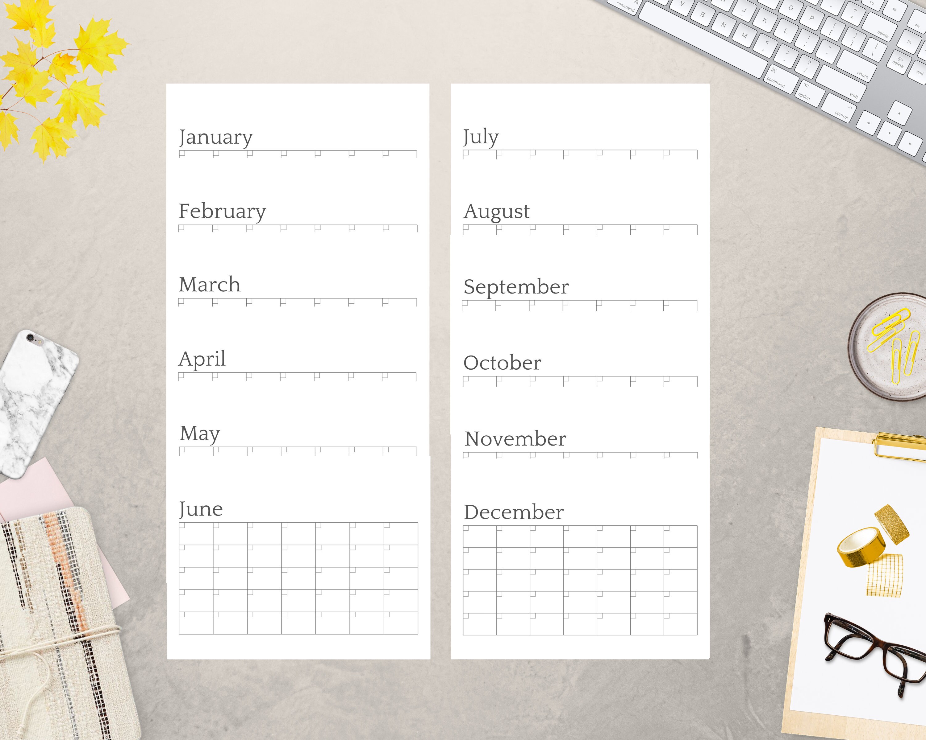 4 Blank Calendar Templates, Canva Templates, KDP Interiors, Printable ...