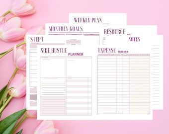 Side Hustle Project Planner Bundle | Small Business Planner | Business Organizer Agenda | Project Planning | Project Tracker | Goal Planner