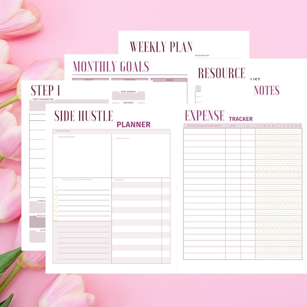 Side Hustle Project Planner Bundle | Small Business Planner | Business Organizer Agenda | Project Planning | Project Tracker | Goal Planner