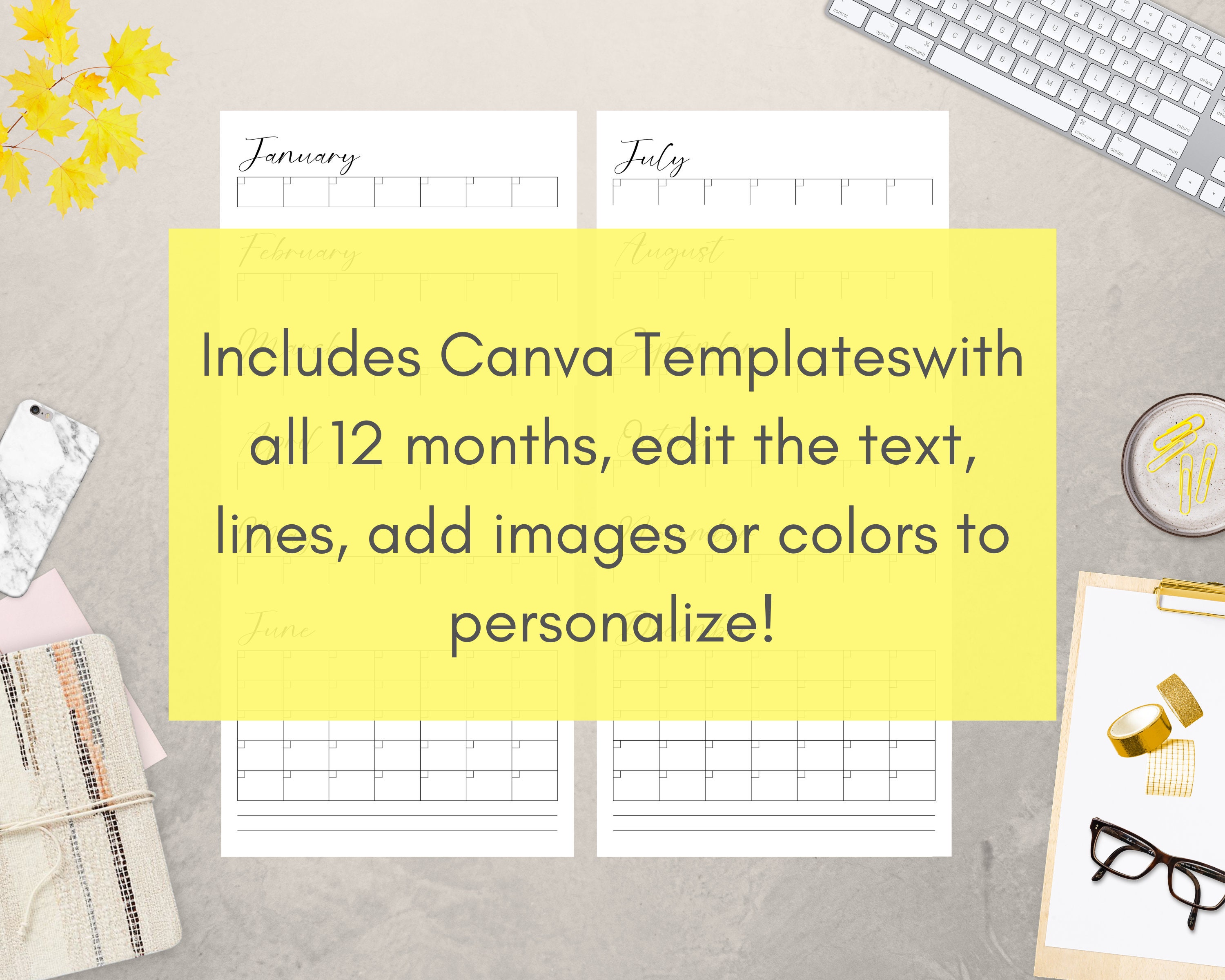 4 Blank Calendar Templates Canva Templates KDP Interiors Etsy