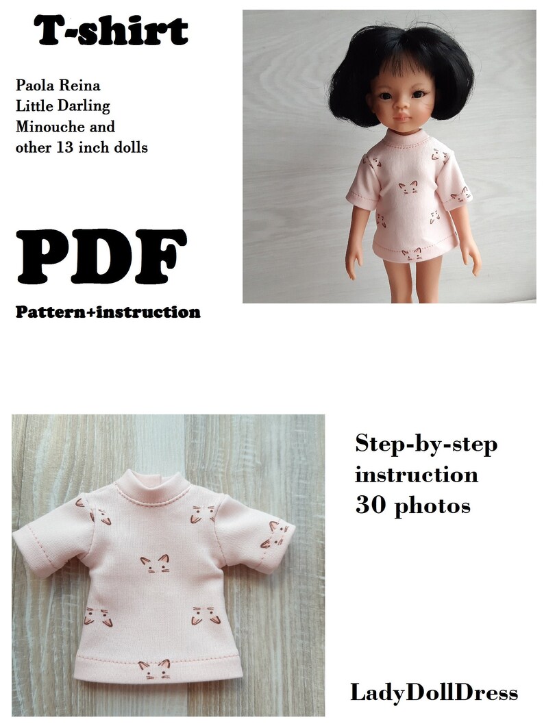 Minouche Paola Reina Little Darling photo instructions PDF file pattern Clother pattern for doll 13 inch