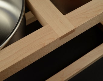 Custom ARIA Thick Large - Maple Elevated Dog Bowl Stand For Basis Pet Stainless Steel Dog Bowls Made In USA