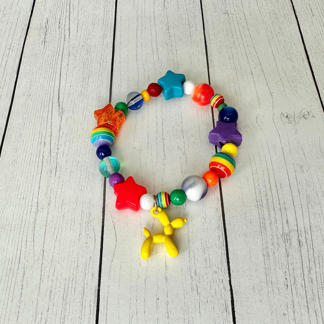 Kids Balloon Animal Beaded Bracelet, Rainbow Bracelet, Colorful, Fun