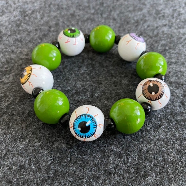 Gruseliges Eyeball Halloween Perlen Armband