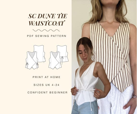 Dune Tie Waistcoat - Digital Sewing Pattern - Slow Circle
