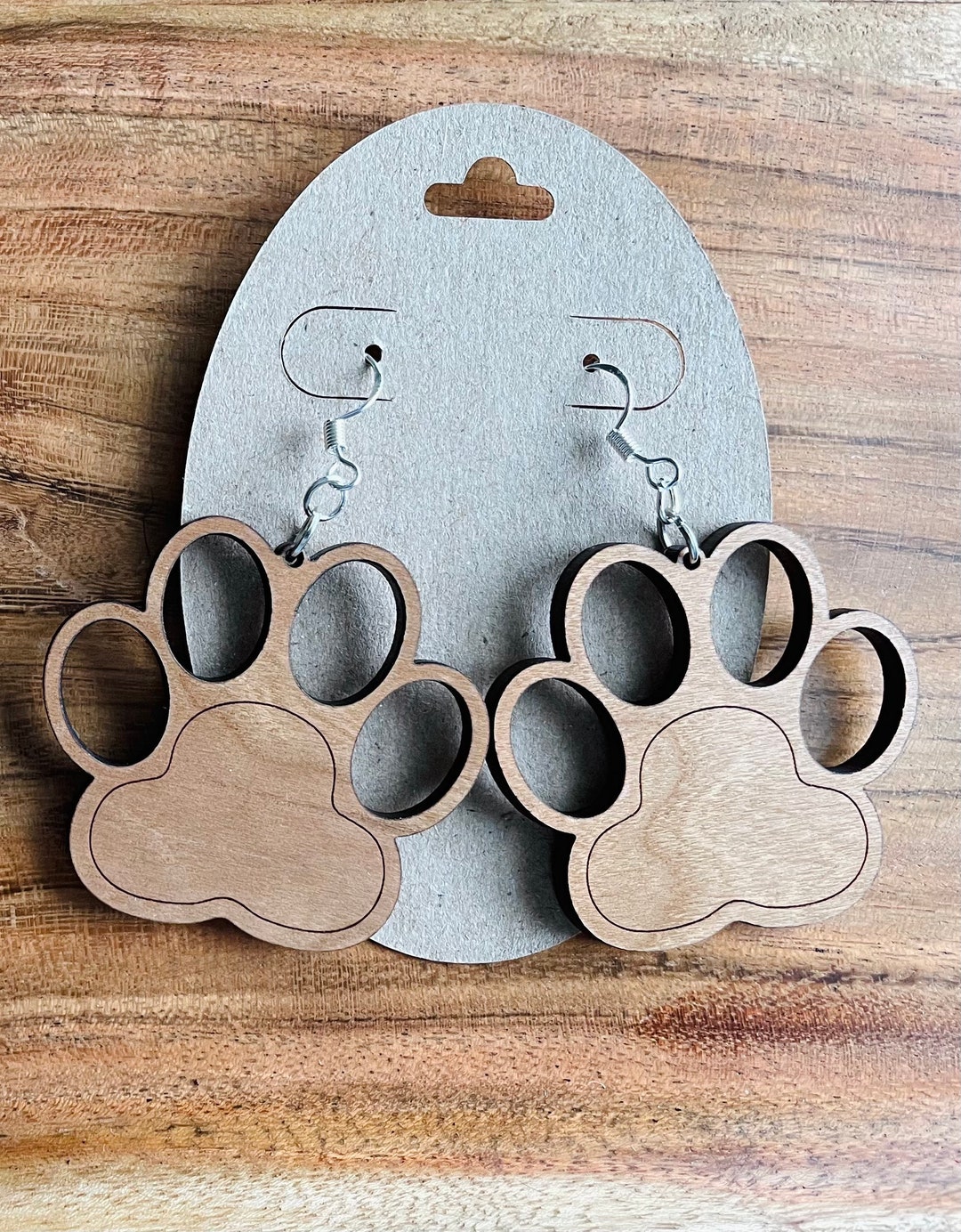 Dog Paw Print Wooden Earrings Jewelry Laser Cut Earrings Dangle ...