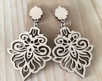 Chloe Wooden Earrings | Jewelry | Laser Cut Earrings | Stud Earrings | Wooden Statement Earrings | Gift