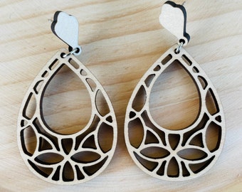 Sienna Wooden Earrings | Jewelry | Laser Cut Earrings | Dangle Earrings | Wooden Statement Earrings | Gift