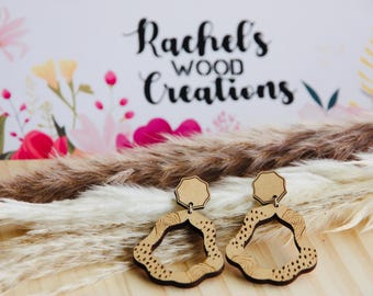 Ashleigh Wooden Earrings | Jewelry | Laser Cut Earrings | Stud Earrings | Wooden Statement Earrings | Maple Wood