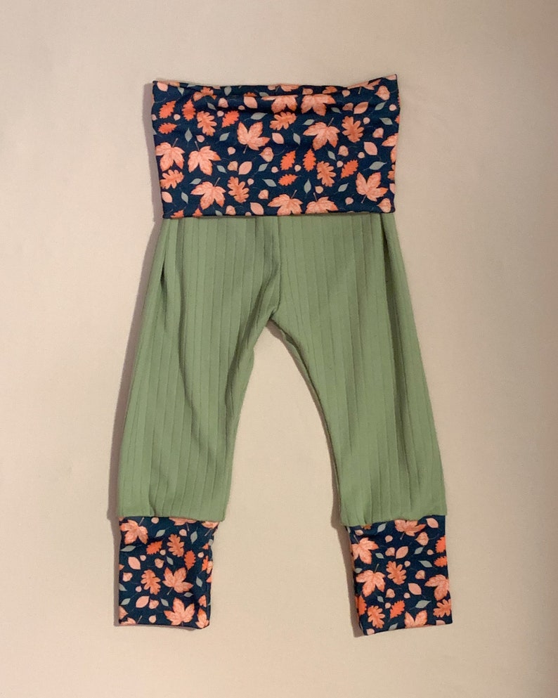 Baby /& Toddler Sizes Fall Floral Sage Ribbed Knit Lounge Pants Joggers