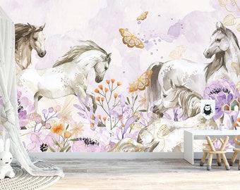 Horse beauty / Wallpaper for children / Non-woven wallpaper /  Environmentally-friendly / Produced in The Netherlands / Walloha.com