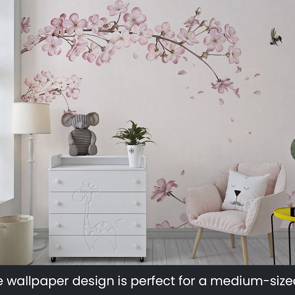 Cherry Blossom Non Pasted Wallpaper - Etsy
