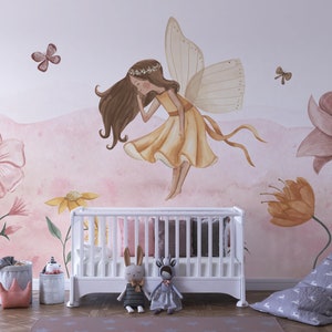 FAIRY Wallpaper for Girls / Flower Fairy / Fairytale Kids Wallpaper / Wall Mural / Floral Wallpaper / Custom Wallpaper image 6