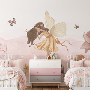 FAIRY Wallpaper for Girls / Flower Fairy / Fairytale Kids Wallpaper / Wall Mural / Floral Wallpaper / Custom Wallpaper image 1