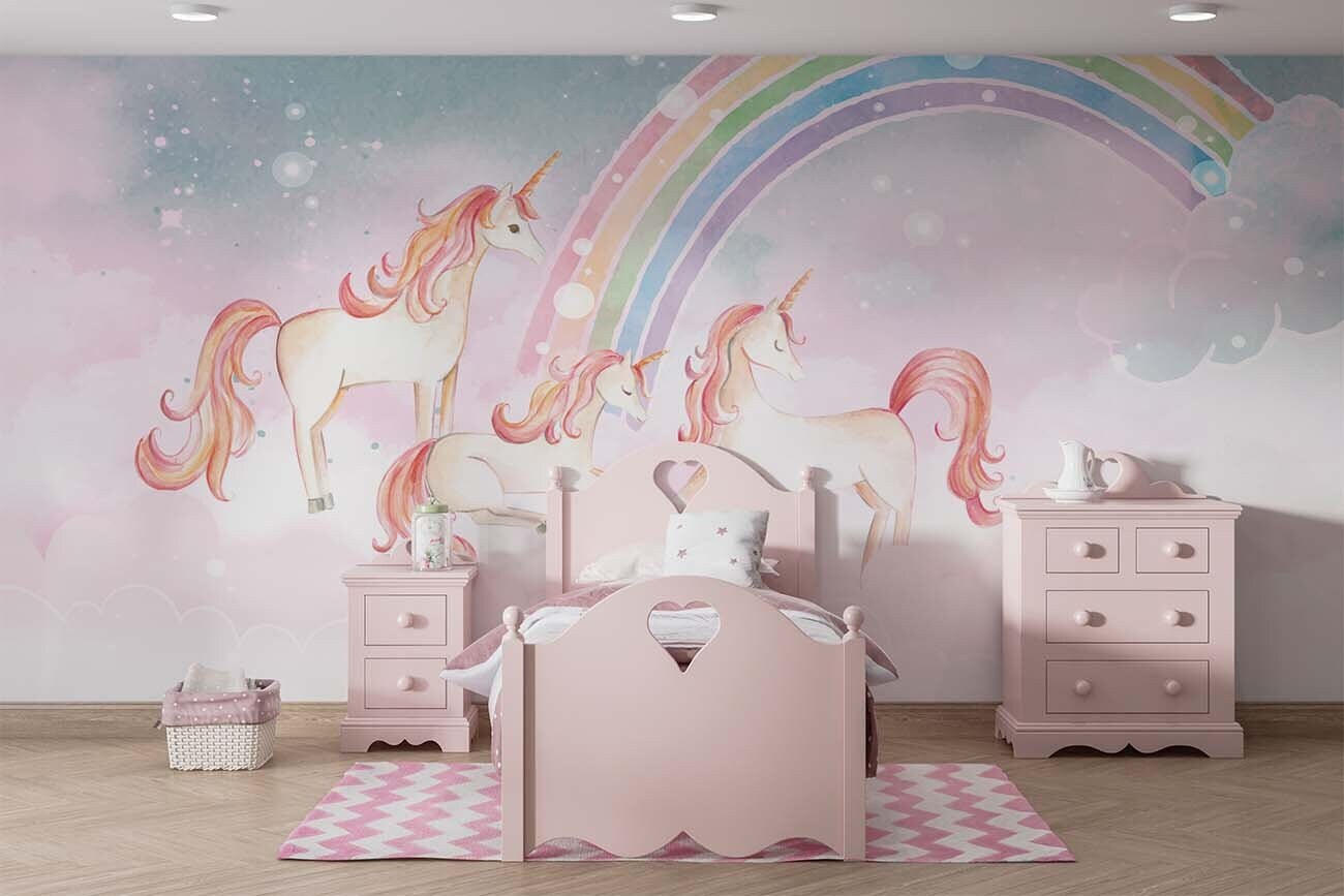 Unicorn Fairytale / Wallpaper for Children / Non-woven | Etsy
