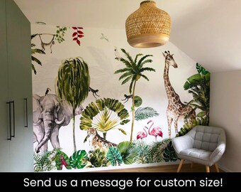 Jungle playtime / Wallpaper for children / Non-woven wallpaper /  Environmentally-friendly / Produced in The Netherlands / Walloha.com