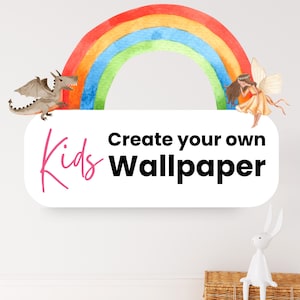 Fondo de pantalla infantil PERSONALIZADO, Crea tu propio fondo de pantalla, Fondo de pantalla de guardería personalizado, Mural personalizado para habitación de bebé, Sala de juegos