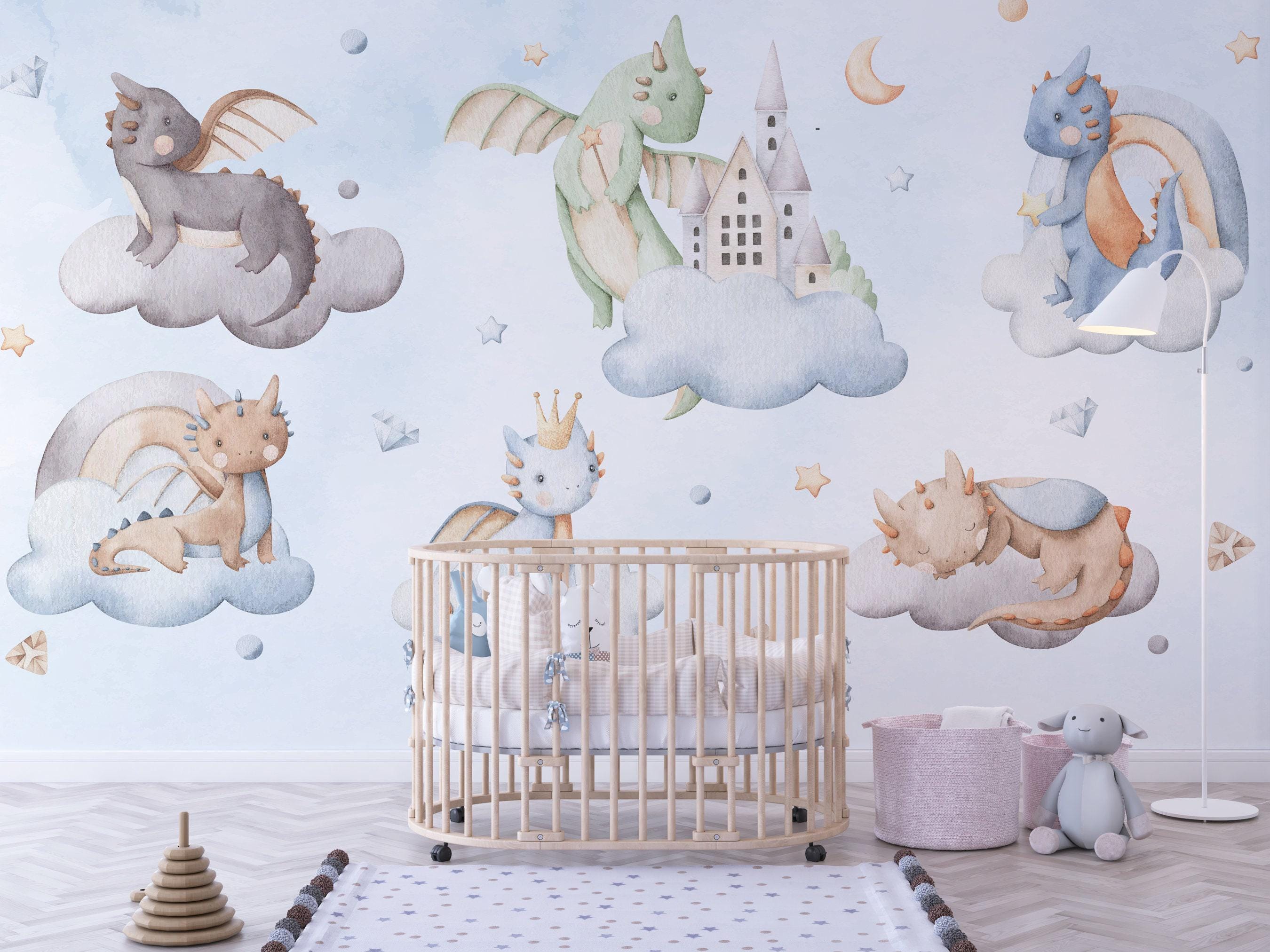 Buy DRAGON Wallpaper / Baby Boy Wallpaper / Nursery Wallpaper Mural ...