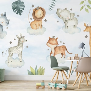 Carta da parati per la cameretta dei bambini ~ Safari da sogno ~ Carta da parati in tessuto non tessuto ~ Sicura per i bambini e per l'ambiente ~ Prodotta nei Paesi Bassi ~ Walloha.com