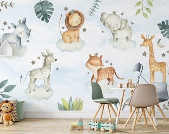 Safari dreams / Wallpaper for children / Non-woven wallpaper /  Environmentally-friendly / Produced in The Netherlands / Walloha.com