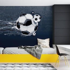 Carta da parati da calcio per bambini SU MISURA/Carta da parati da calcio per ragazzi/Parete da calcio fantastica per la stanza dei ragazzi/Decorazione a tema sportivo/Su misura