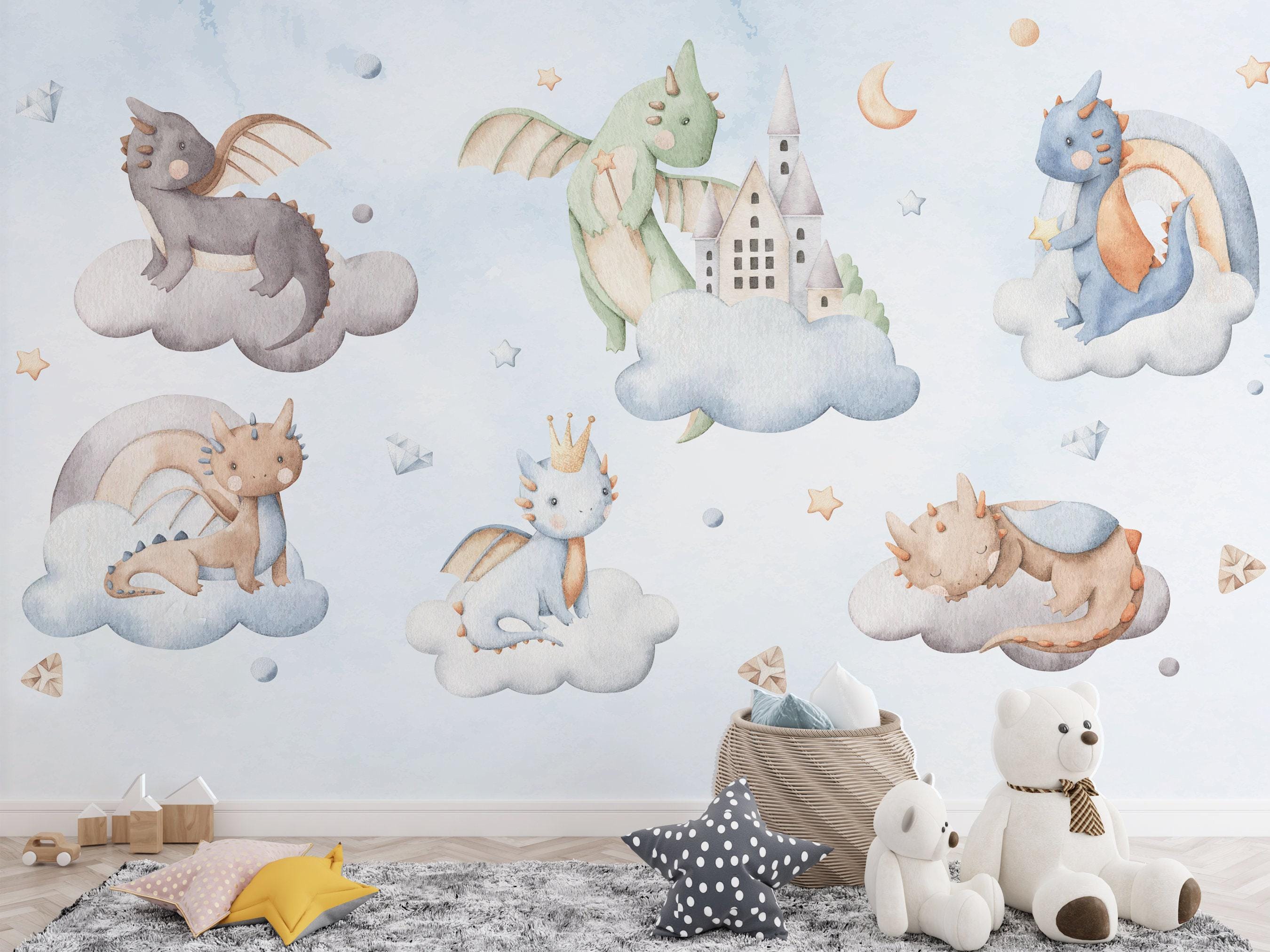 Buy DRAGON Wallpaper / Baby Boy Wallpaper / Nursery Wallpaper Mural ...