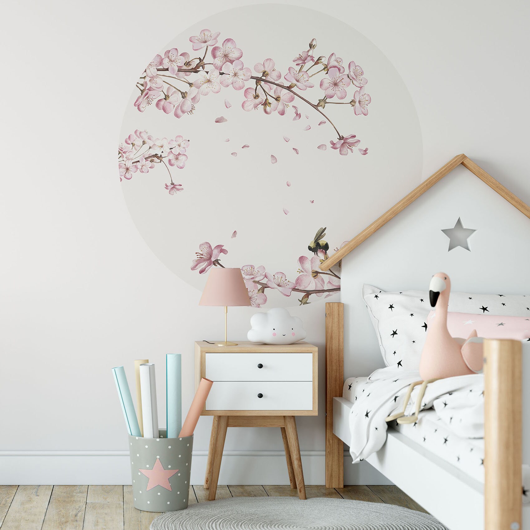 WallCircle - Stickers muraux - Cercle Papier Peint - Fleurs - Fleur -  Cerisier 