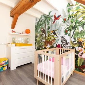 Carta da parati per la cameretta dei bambini ~ Jungle Explosion ~ Dimensioni personalizzate ~ Carta da parati in tessuto non tessuto ~ Sicura per i bambini e per l'ambiente ~ Prodotta nei Paesi Bassi ~ Walloha.com