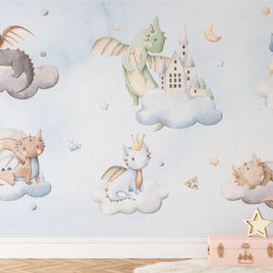 DRAGON Wallpaper / Baby Boy Wallpaper / Nursery Wallpaper Mural / Kids ...