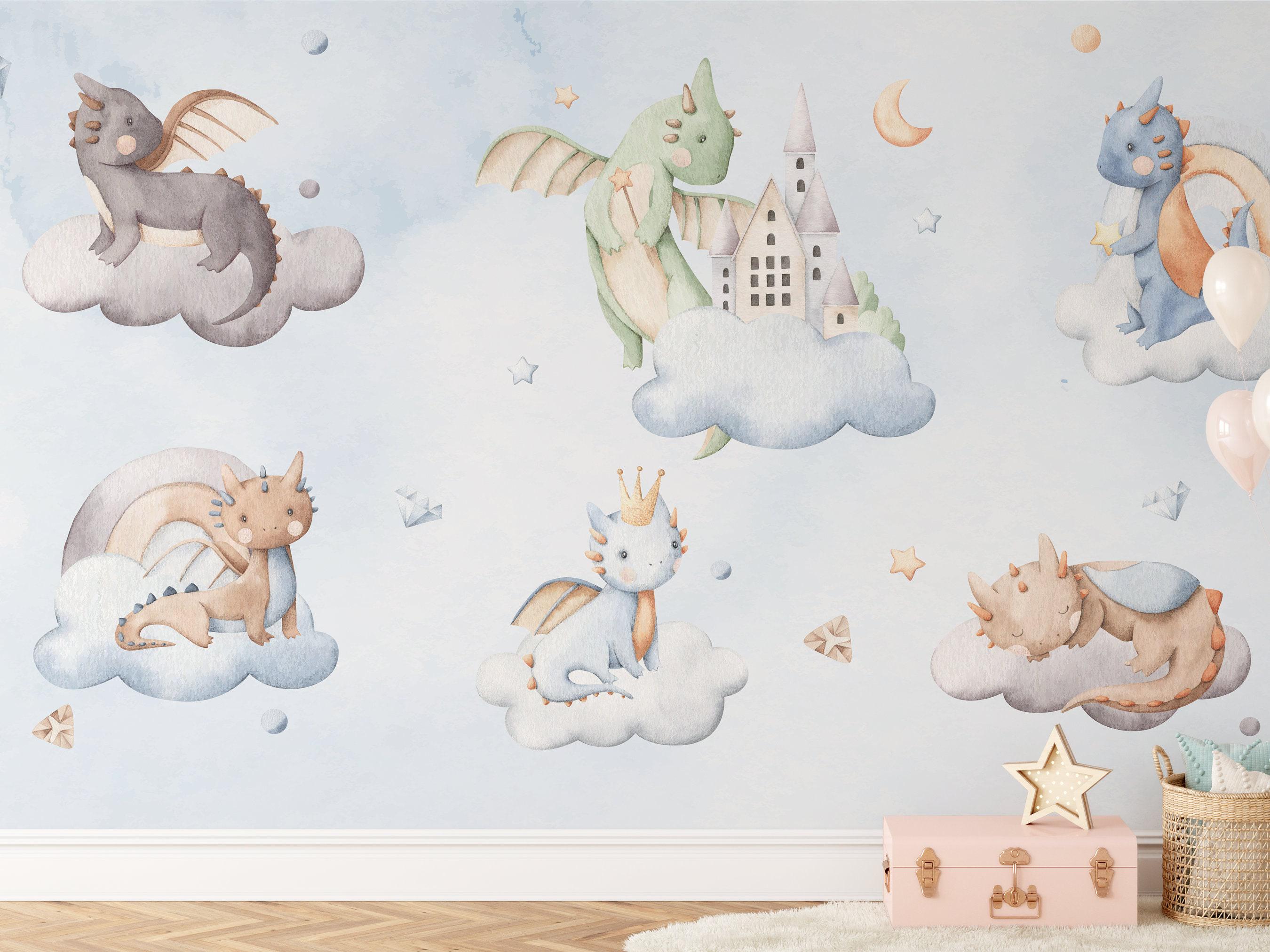 Buy DRAGON Wallpaper / Baby Boy Wallpaper / Nursery Wallpaper Mural ...
