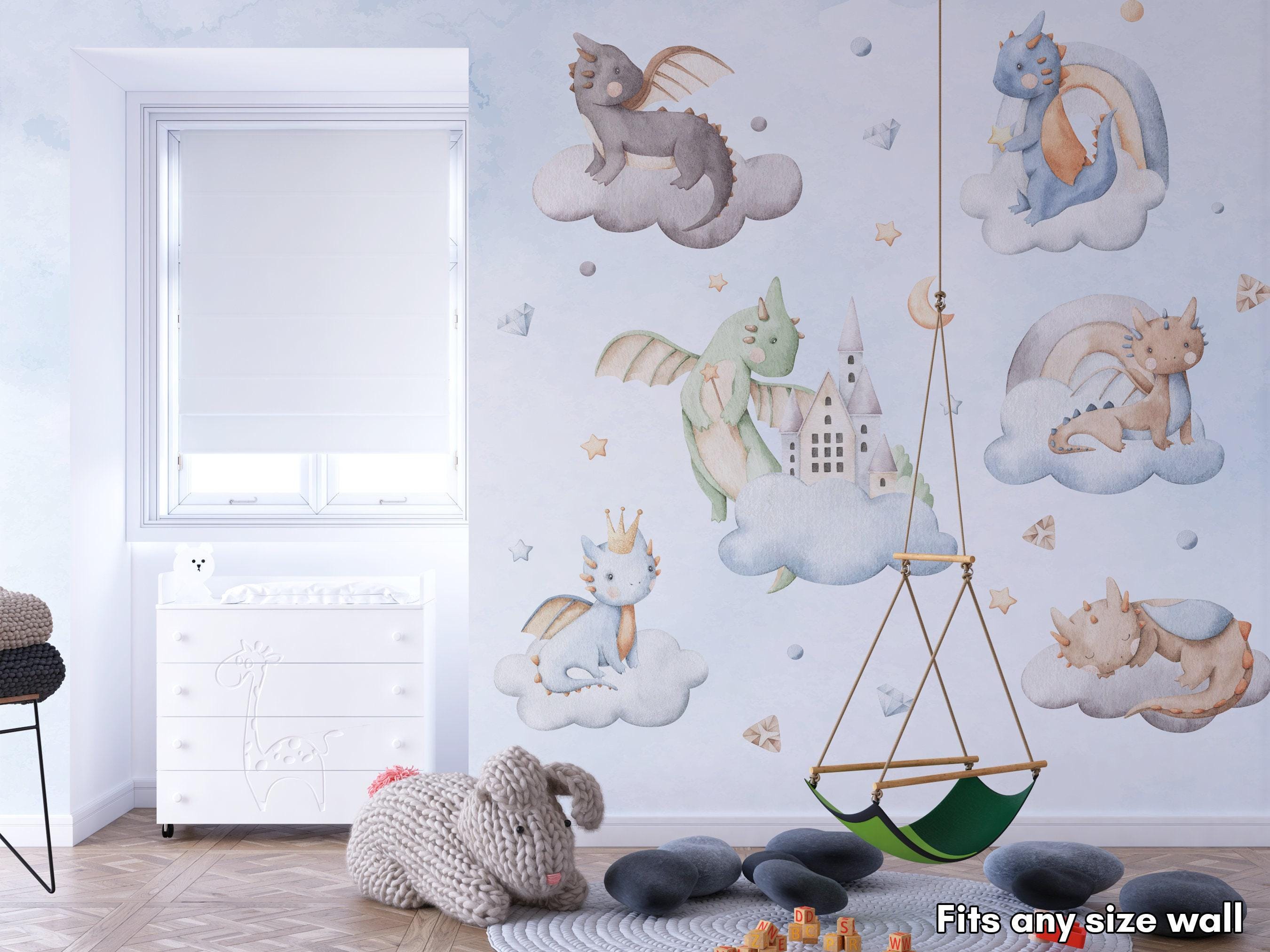Buy DRAGON Wallpaper / Baby Boy Wallpaper / Nursery Wallpaper Mural ...
