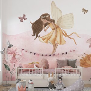 FAIRY Wallpaper for Girls / Flower Fairy / Fairytale Kids Wallpaper / Wall Mural / Floral Wallpaper / Custom Wallpaper image 4