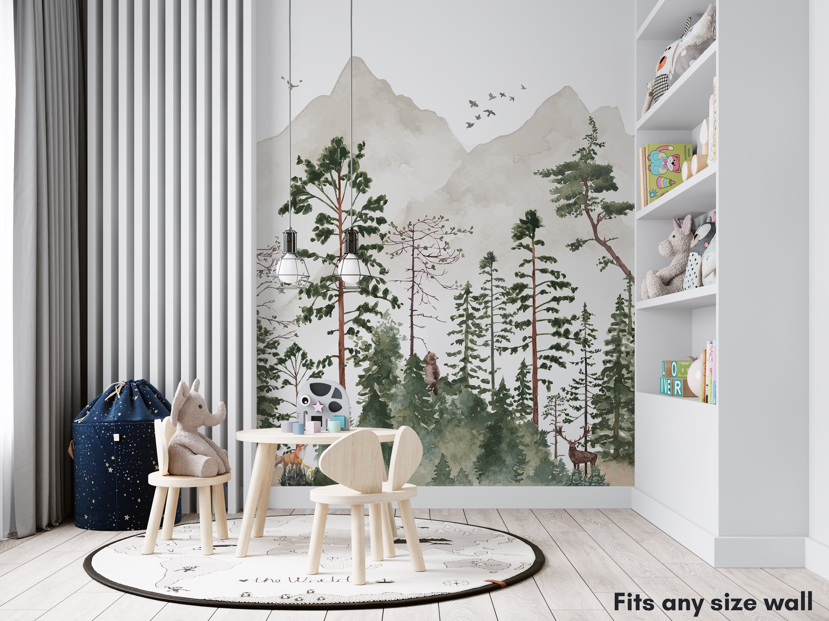 WOODLAND Wallpaper With Animals / the Friendly Forest / Forest - Etsy UK