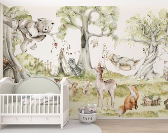 Behang meisjeskamer - Fotobehang een eenhoorn in een bos - Meisjes - Kinderen - Kids