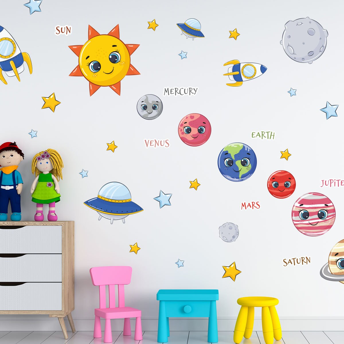 Photo inspiration: Picture Idea: Wall Decal For Kids The Solar System Wall Sticker Set