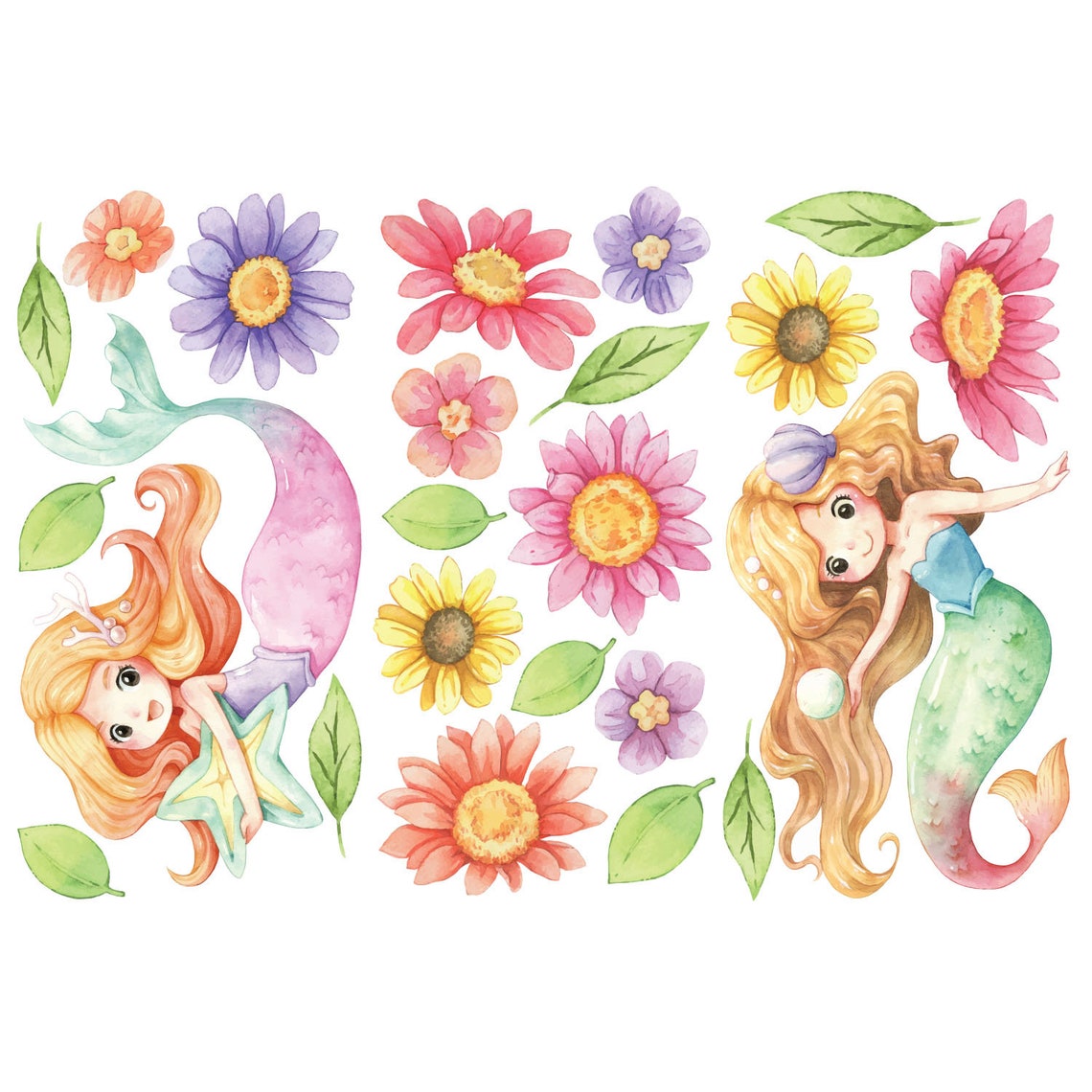 Wall Decal for Kids Little Mermaid Wall Sticker Set Stickers - Etsy