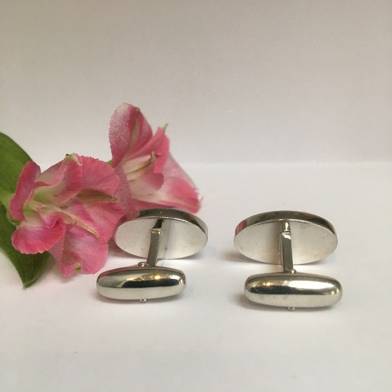 Vintage Blue and Pink Cufflinks Posh Vintage Blue Enamel Cufflinks with Pink Spots-
