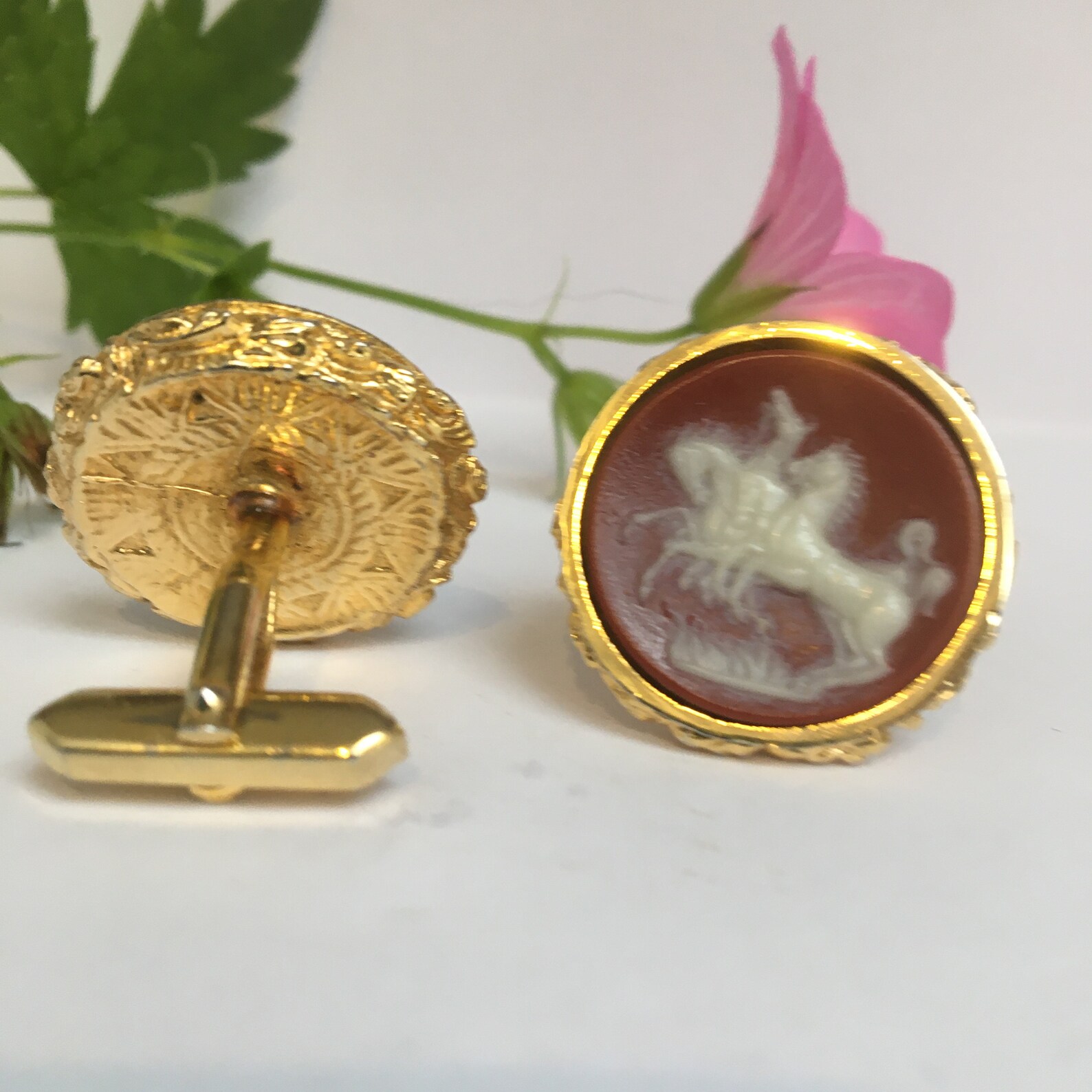 Vintage Cameo Cufflinks Cufflinks with Cameos of A Greek Etsy