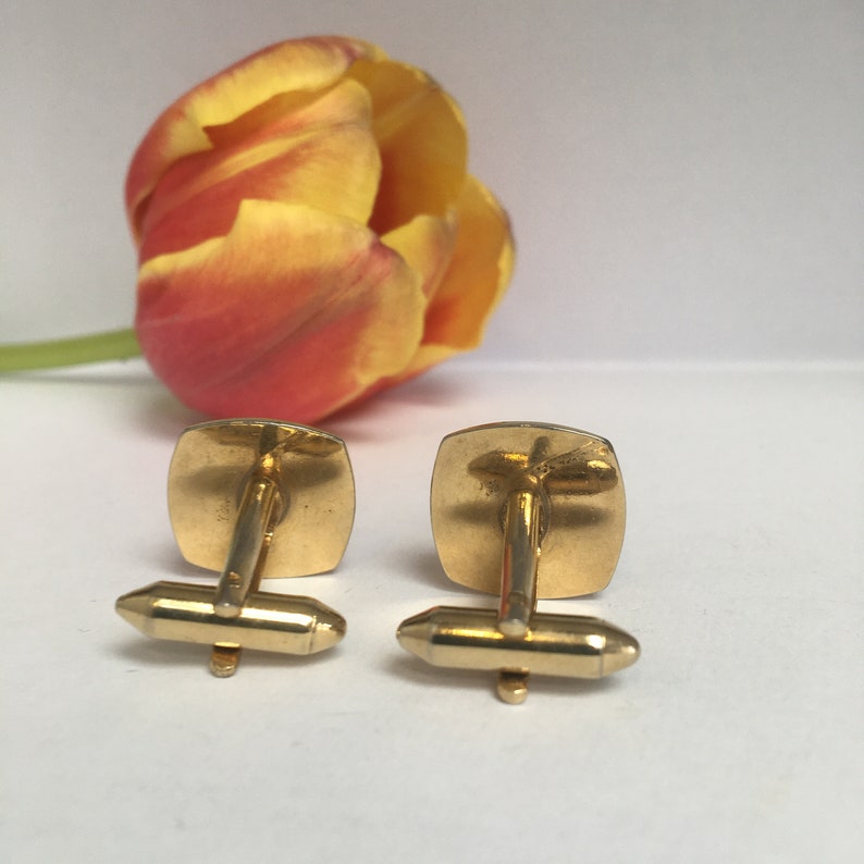 Vintage Sophos Initial C Cufflinks White Background with Black Capital C Topped